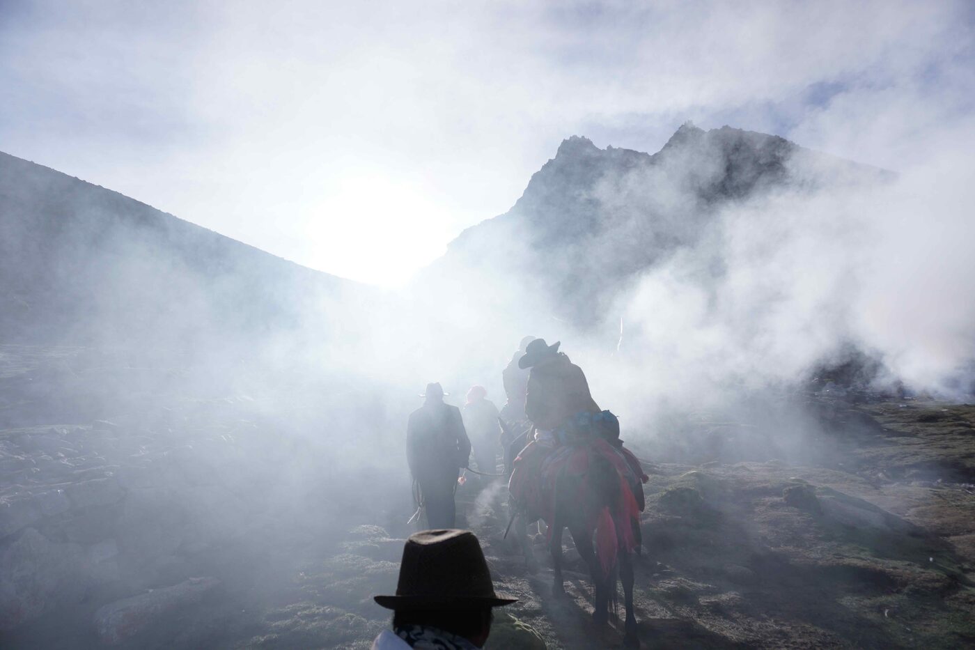 On the way to Dolma La, you come across a small village. This is smoke, not fog.