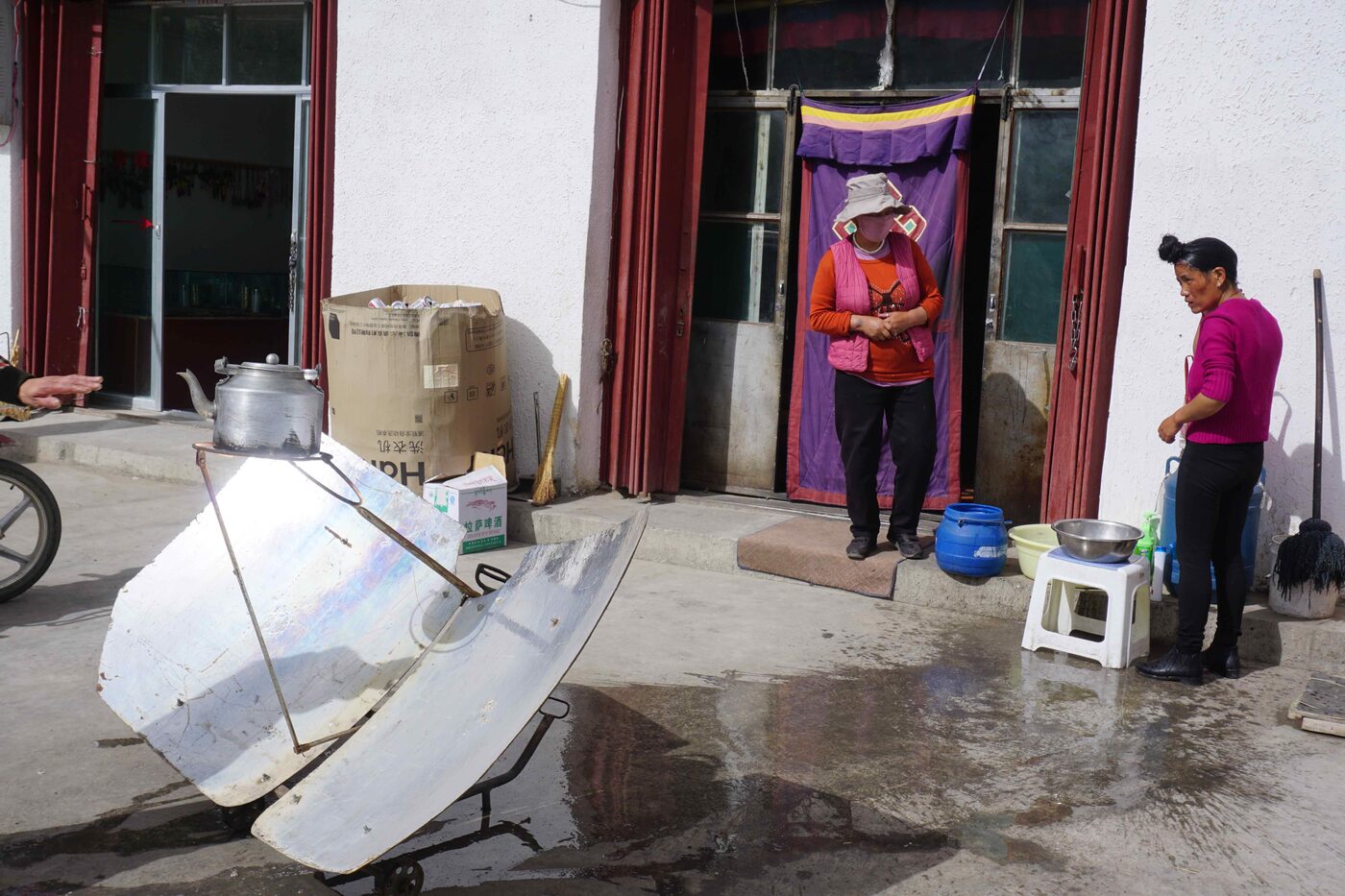 Solar water heater on the streets.