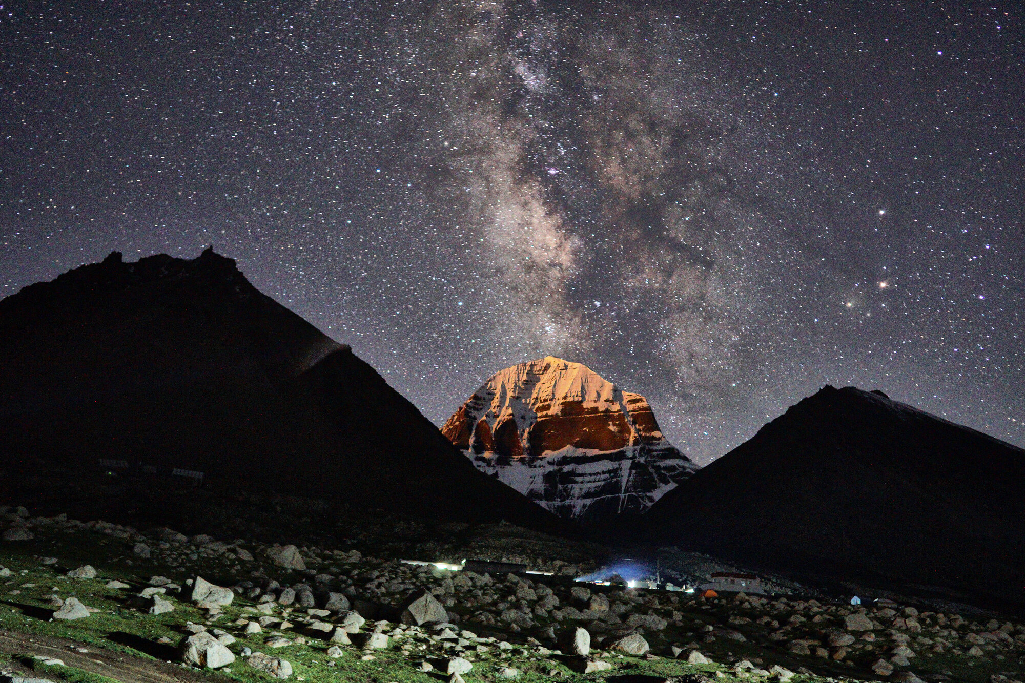 Mount Kailash at night under the Milky Way